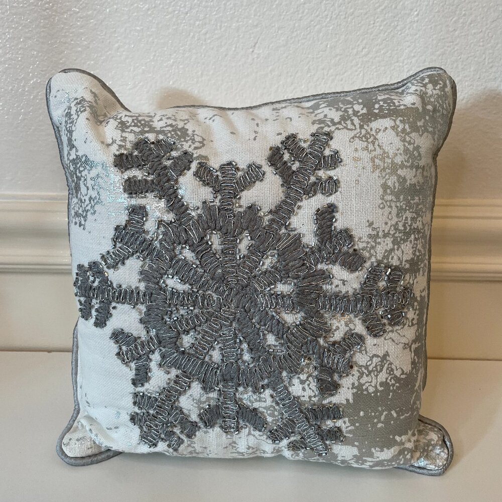Embroidered Snowflake Accent Pillow